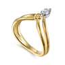 Bujukan Clover - 14K White  Yellow Gold Bujukan and Diamond Chevron Ring - 0.15 ct