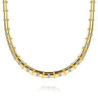 Bujukan Clover - 14K White  Yellow Gold Bujukan and Diamond Choker