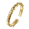 Bujukan Clover - 14K White  Yellow Gold Bujukan and Diamond Split Bangle Bracelet - 0.2 ct
