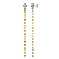 Bujukan Clover - 14K White  Yellow Gold Bujukan and Diamond Stud Drop Earrings
