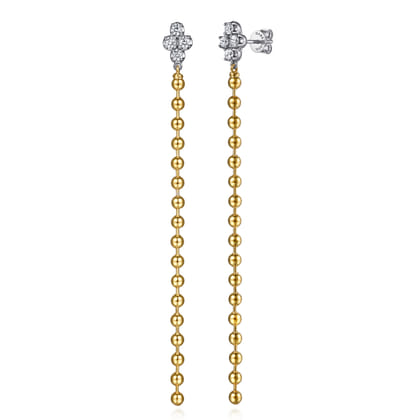 Bujukan Clover - 14K White  Yellow Gold Bujukan and Diamond Stud Drop Earrings