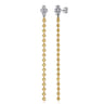 Bujukan Clover - 14K White  Yellow Gold Bujukan and Diamond Stud Drop Earrings - 0.5 ct