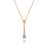 Bujukan Clover - 14K White  Yellow Gold Bujukan and Diamond Teardrop Pendant Necklace - 0.17 ct