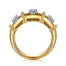 Bujukan Clover - 14K White  Yellow Gold Bujukan and Diamond Wide Band Ring - 0.12 ct