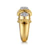 Bujukan Clover - 14K White  Yellow Gold Bujukan and Diamond Wide Band Ring - 0.12 ct