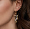 Bujukan Clover - 14K White  Yellow Gold Bujukan and Graduating Diamond Huggie Drop Earrings - 0.75 ct