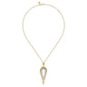 Bujukan Clover - 14K White  Yellow Gold Bujukan and Graduating Diamond Pear Shape Pendant Drop Necklace - 1.1 ct