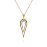 Bujukan Clover - 14K White  Yellow Gold Bujukan and Graduating Diamond Pendant Drop Necklace - 1.1 ct