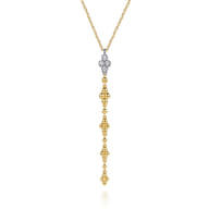Bujukan Clover - 14K White and Yellow Gold Bujukan and Diamond Clover Drop Necklace