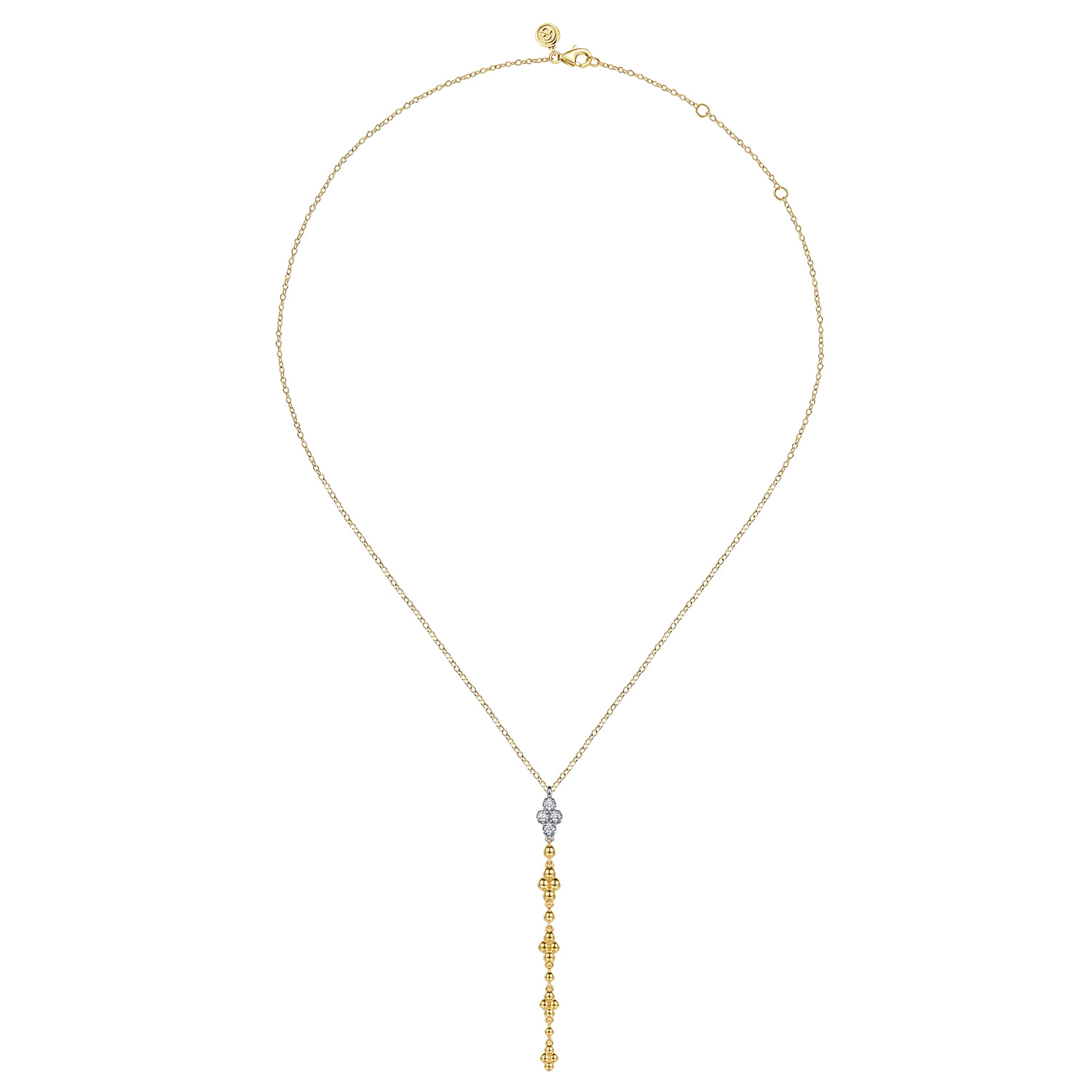 Bujukan Clover - 14K White and Yellow Gold Bujukan and Diamond Clover Drop Necklace - 0.2 ct - Shot 2