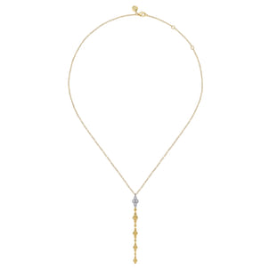 Bujukan Clover - 14K White and Yellow Gold Bujukan and Diamond Clover Drop Necklace