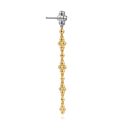 Bujukan Clover - 14K White and Yellow Gold Bujukan and Diamond Clover Stud Drop Earrings