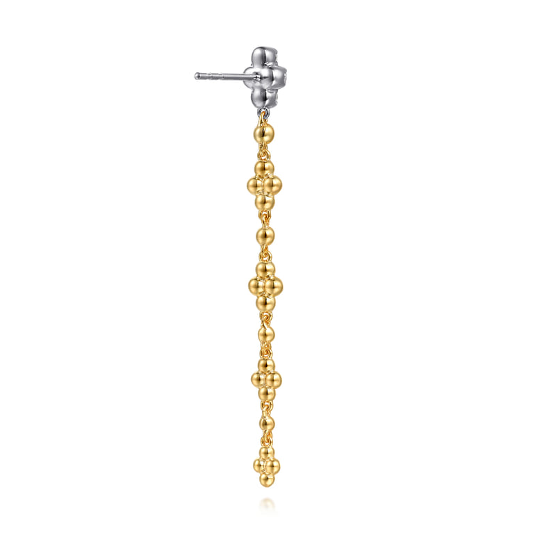 Bujukan Clover - 14K White and Yellow Gold Bujukan and Diamond Clover Stud Drop Earrings - 0.32 ct - Shot 2