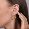 Bujukan Clover - 14K Yellow Gold 30mm Diamond Station Classic Hoop Earrings - 0.5 ct