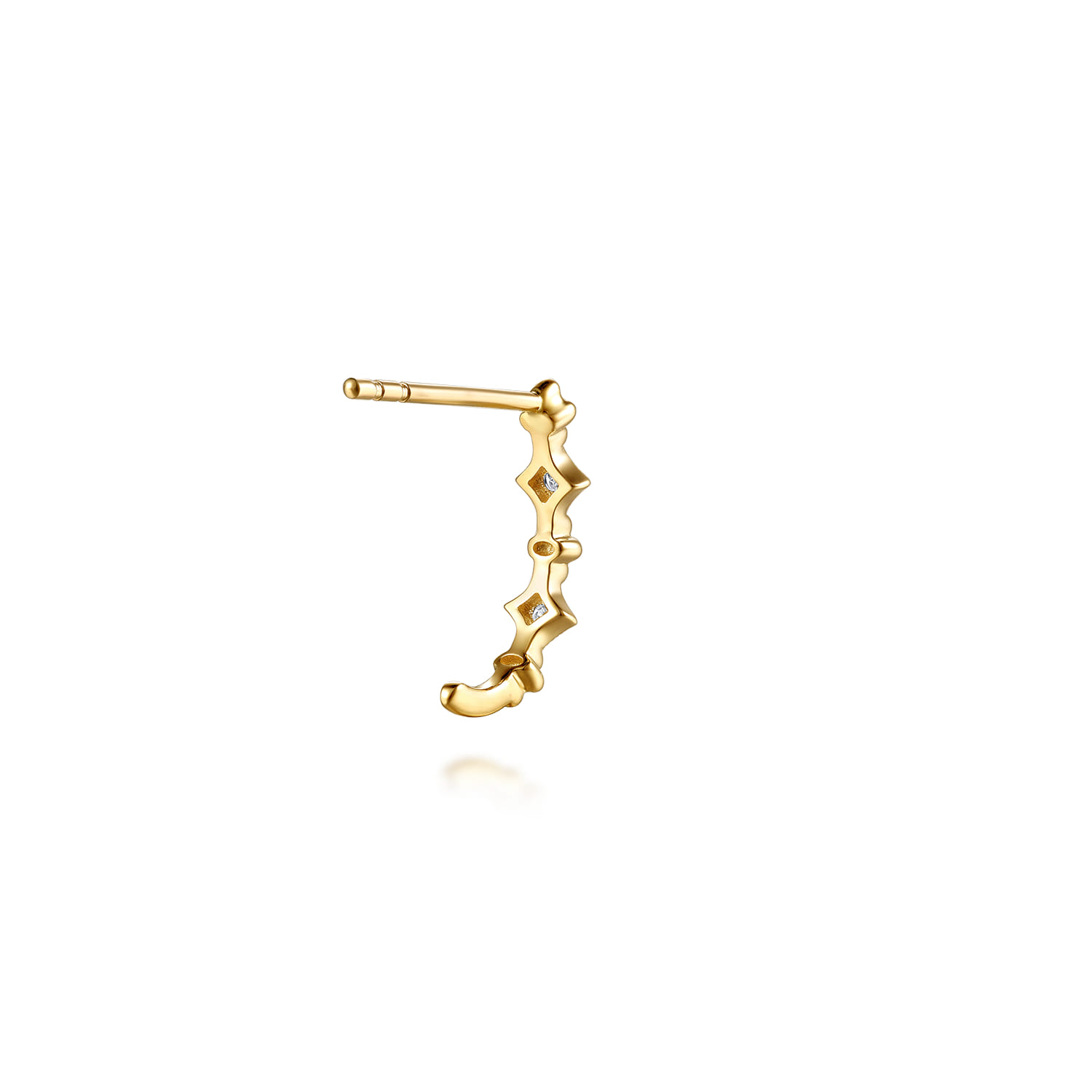 Bujukan Clover - 14K Yellow Gold Bujukan Clover and Diamond J Hoop Earrings - 0.04 ct - Shot 2