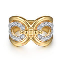 Bujukan Clover - 14K Yellow Gold Bujukan Diamond Link Ring