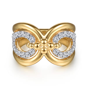 Bujukan Clover - 14K Yellow Gold Bujukan Diamond Link Ring