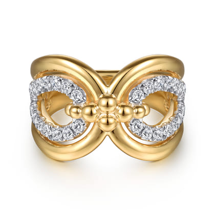 Bujukan Clover - 14K Yellow Gold Bujukan Diamond Link Ring