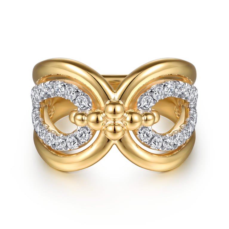 Bujukan Clover - 14K Yellow Gold Bujukan Diamond Link Ring - 0.65 ct - Shot 1