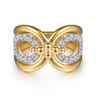 Bujukan Clover - 14K Yellow Gold Bujukan Diamond Link Ring - 0.65 ct