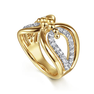 Bujukan Clover - 14K Yellow Gold Bujukan Diamond Link Ring