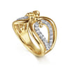 Bujukan Clover - 14K Yellow Gold Bujukan Diamond Link Ring - 0.65 ct