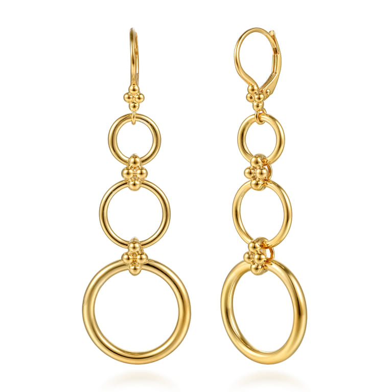 Bujukan Clover - 14K Yellow Gold Bujukan Link Chain Leverback Drop Earrings - Shot 1