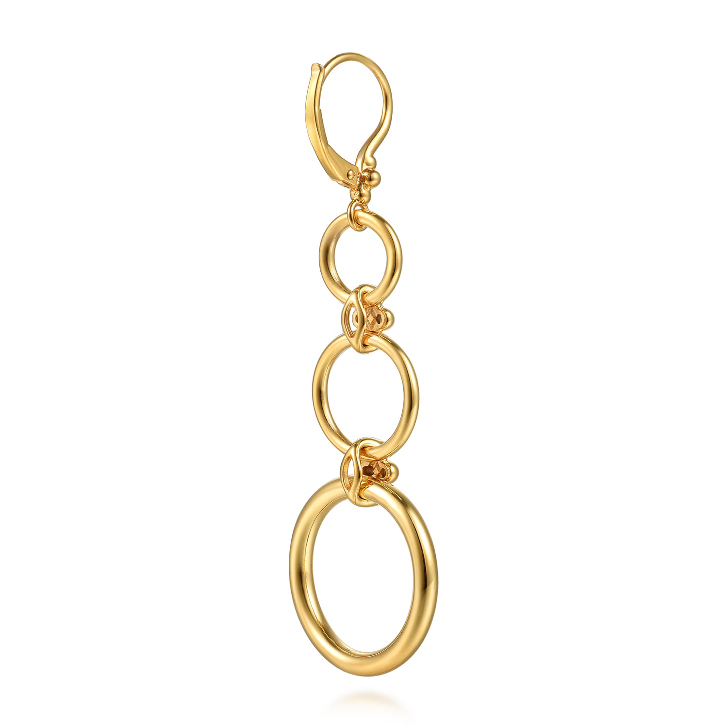 Bujukan Clover - 14K Yellow Gold Bujukan Link Chain Leverback Drop Earrings - Shot 2