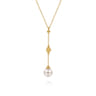 Bujukan Clover - 14K Yellow Gold Clover Bujukan and Pearl Drop Necklace
