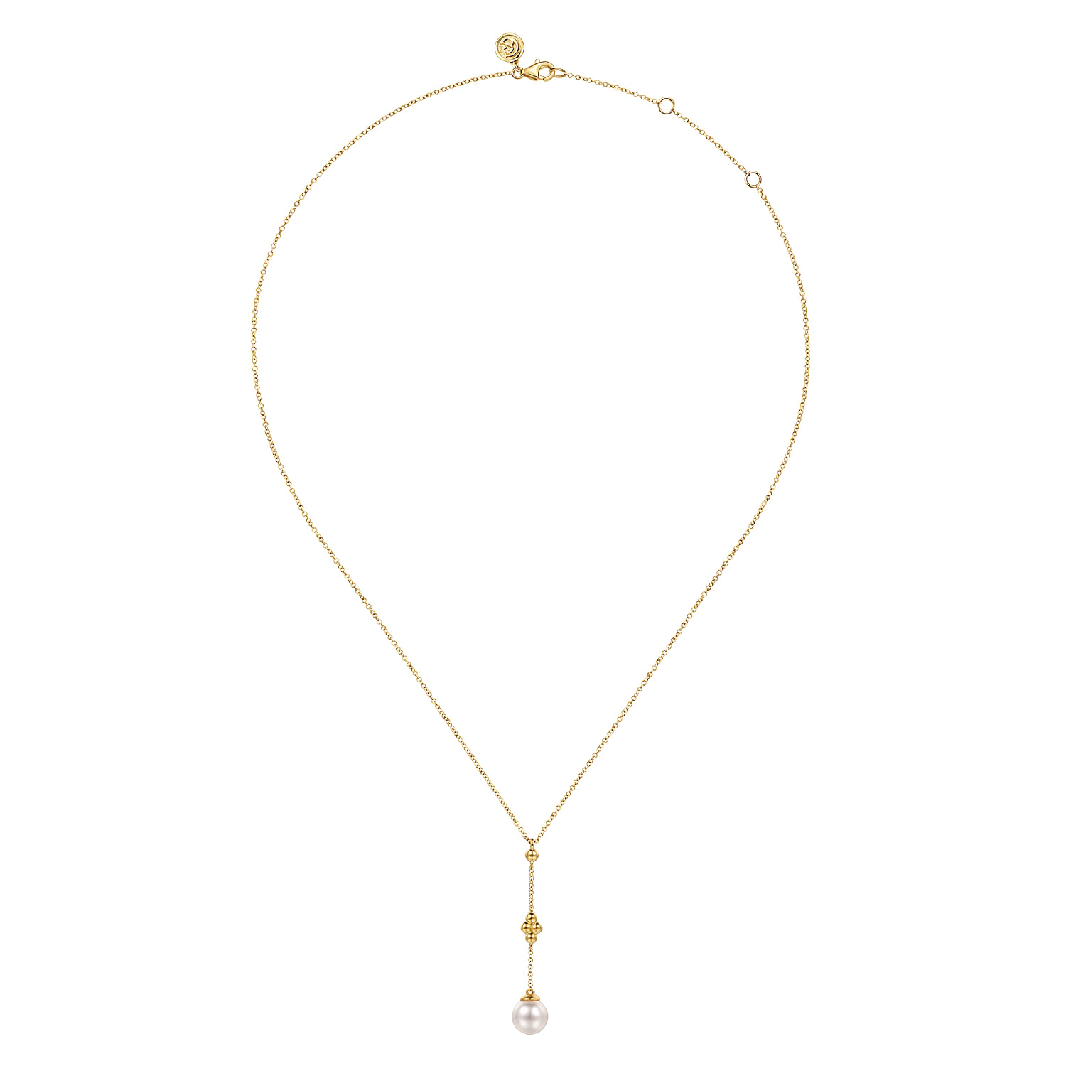 Bujukan Clover - 14K Yellow Gold Clover Bujukan and Pearl Drop Necklace