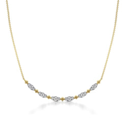 Bujukan Clover - 14K Yellow Gold Curved Bujukan Bar Diamond Necklace