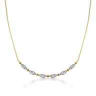 Bujukan Clover - 14K Yellow Gold Curved Bujukan Bar Diamond Necklace