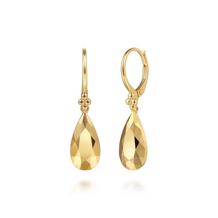 Bujukan Clover - 14K Yellow Gold Drop Earrings-Bujukan - Shot 1