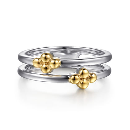 Bujukan Clover - 14K Yellow Gold and 925 Sterling Silver Bujukan Clover Easy Stackable Ring