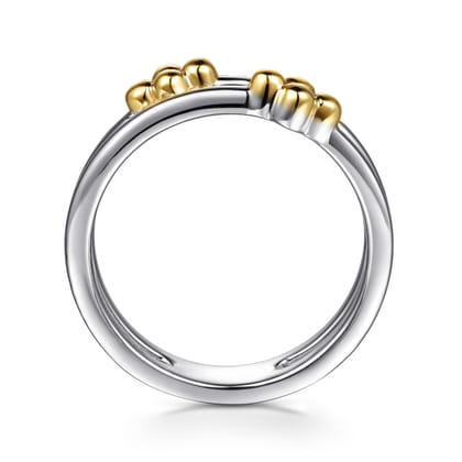 Bujukan Clover - 14K Yellow Gold and 925 Sterling Silver Bujukan Clover Easy Stackable Ring
