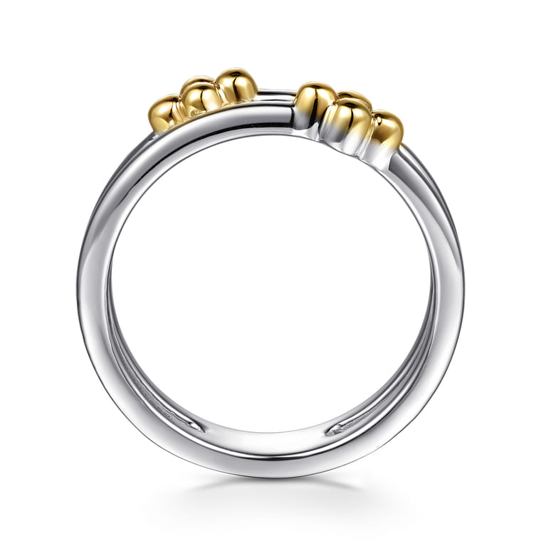 Bujukan Clover - 14K Yellow Gold and 925 Sterling Silver Bujukan Clover Easy Stackable Ring - Shot 2