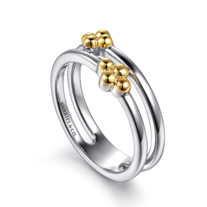 Bujukan Clover - 14K Yellow Gold and 925 Sterling Silver Bujukan Clover Easy Stackable Ring