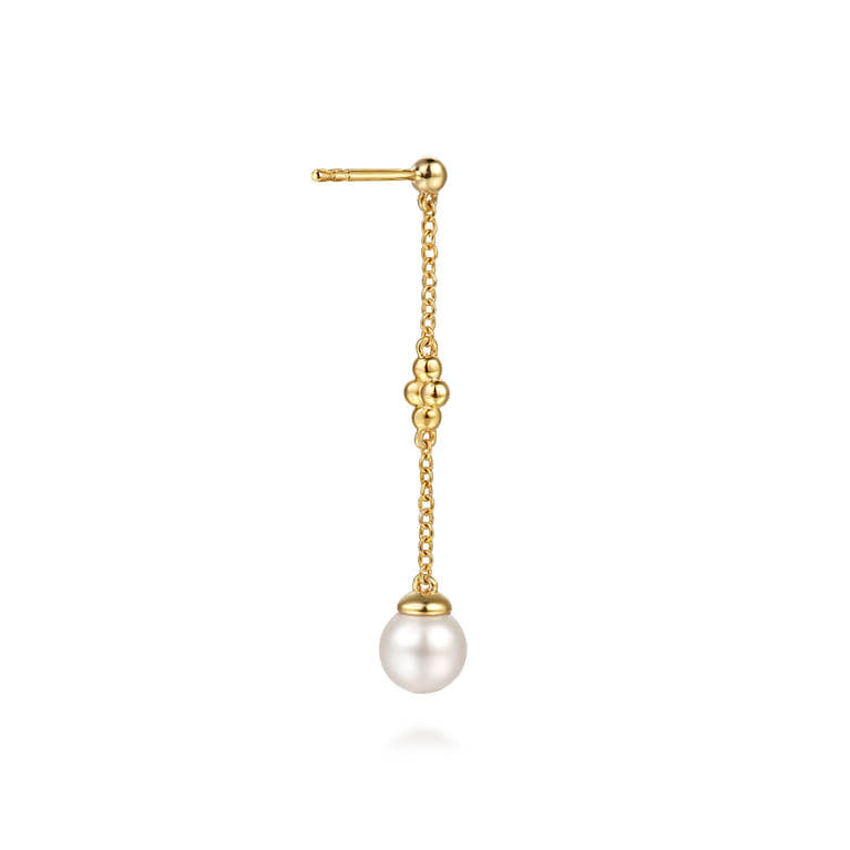Bujukan Clover - Drop Earrings Stud 14K Yellow Gold Pearl Bujukan - Shot 2
