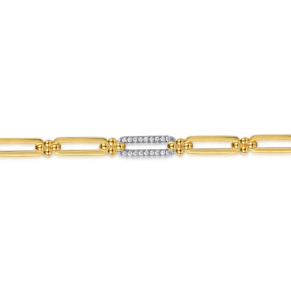 Bujukan Clover - Link Chain Bracelet 14K White and Yellow Gold Diamond 0.3ct Bujukan