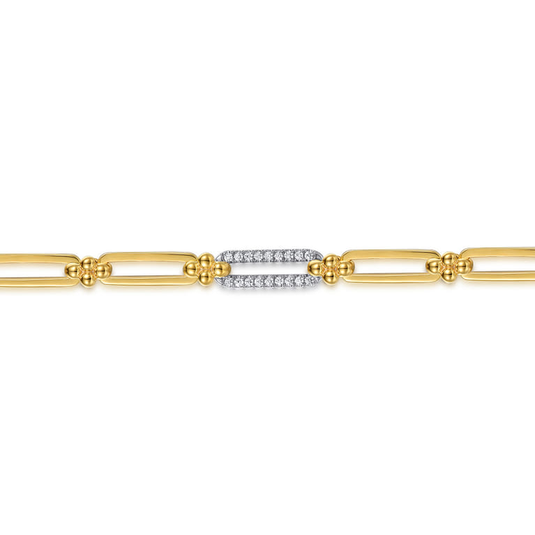 Bujukan Clover - Link Chain Bracelet 14K White and Yellow Gold Diamond 0.3ct Bujukan - 0.3 ct - Shot 2