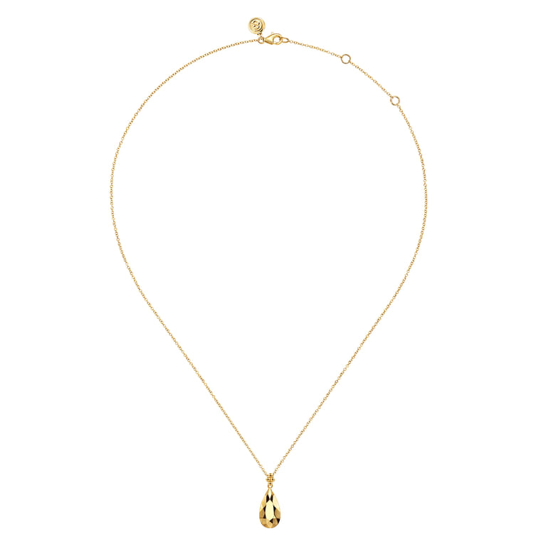 Bujukan Clover - Pendant Necklace Teardrop 14K Yellow Gold Bujukan - Shot 2