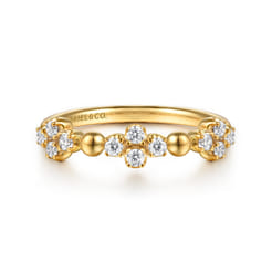 Bujukan Clover - Stackable Ring 14K Yellow Gold Diamond Clover 0.25ct Bujukan