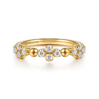 Bujukan Clover - Stackable Ring 14K Yellow Gold Diamond Clover 0.25ct Bujukan