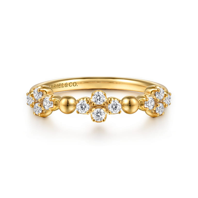 Bujukan Clover - Stackable Ring 14K Yellow Gold Diamond Clover 0.25ct Bujukan - 0.25 ct - Shot 1