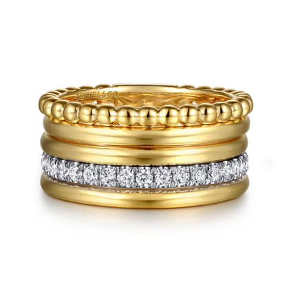 Bujukan Link - 14K White  Yellow Gold Bujukan Diamond Easy Stackable Ring