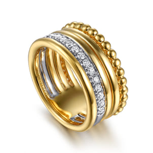 Bujukan Link - 14K White  Yellow Gold Bujukan Diamond Easy Stackable Ring
