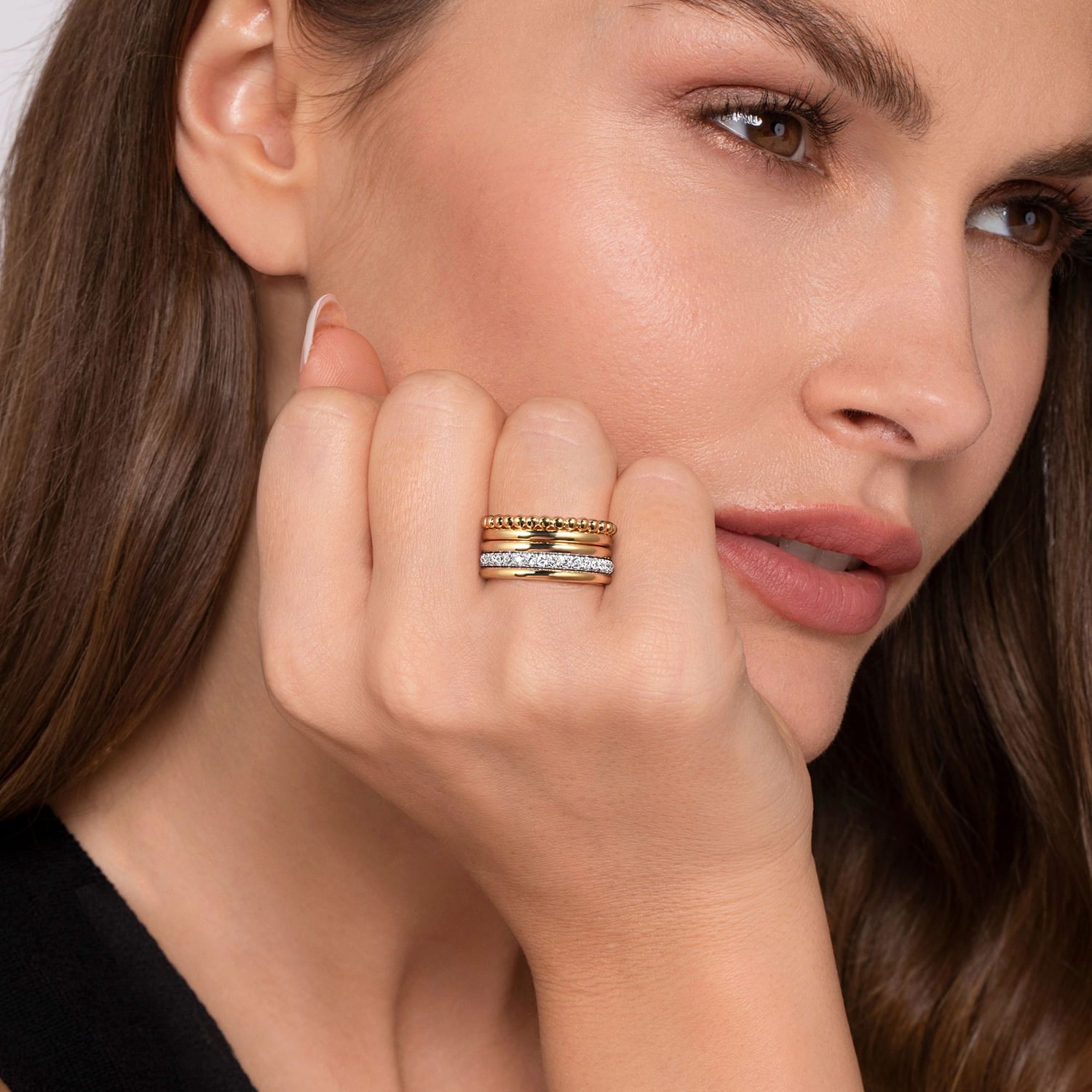 Bujukan Link - 14K White  Yellow Gold Bujukan Diamond Easy Stackable Ring - 0.3 ct - Shot 5