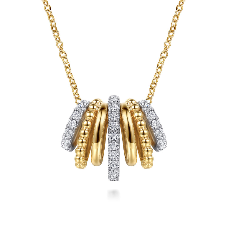 Bujukan Link - 14K White  Yellow Gold Bujukan Diamond Multi Row Pendant Necklace - 0.65 ct - Shot 1