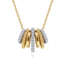 Bujukan Link - 14K White  Yellow Gold Bujukan Diamond Multi Row Pendant Necklace - 0.65 ct