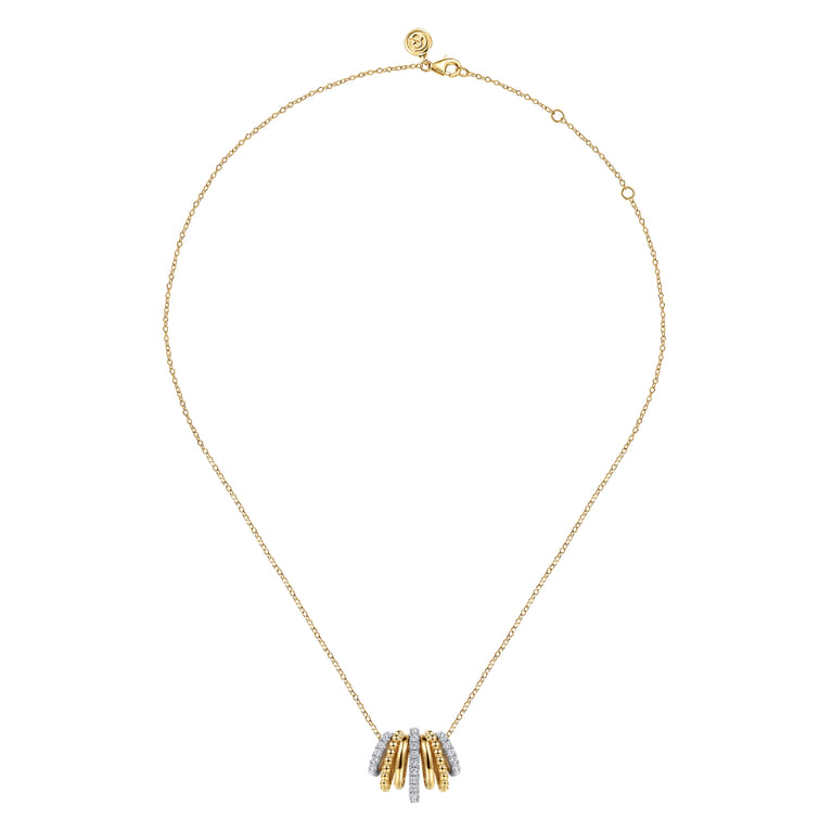 Bujukan Link - 14K White  Yellow Gold Bujukan Diamond Multi Row Pendant Necklace - 0.65 ct - Shot 2
